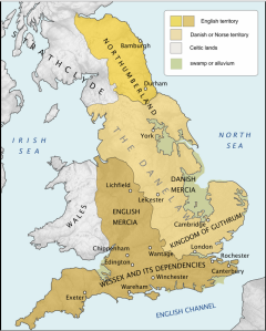 Map of the Danelaw and Wessex